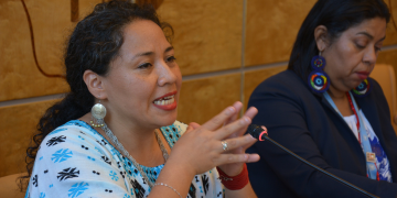 Lourdes Gómez lors d'un side event dans le cadre du EMRIP Lourdes Gómez lors d'un side event dans le cadre du EMRIP